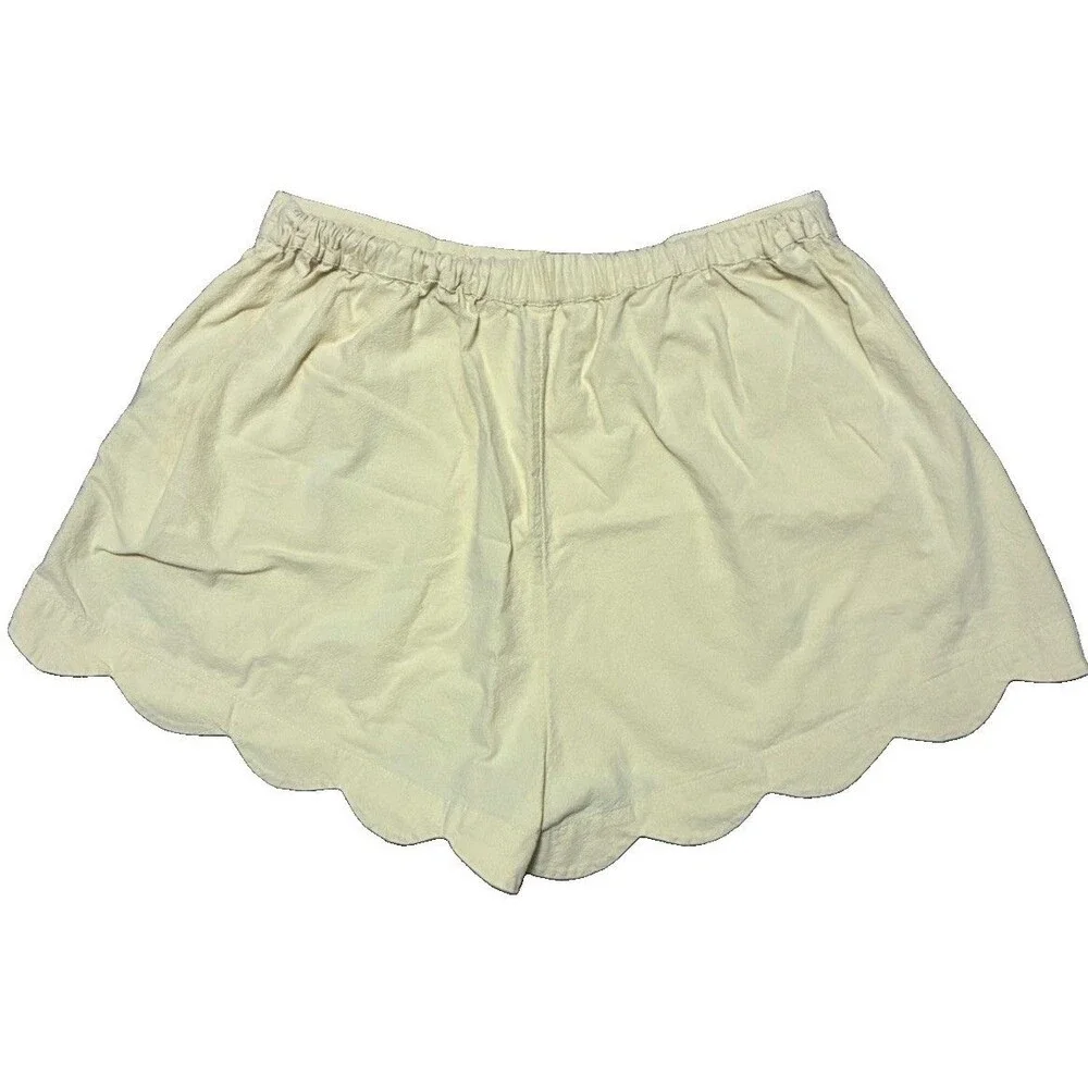 Free People Women’s Yellow Scalloped Shorts Size Large